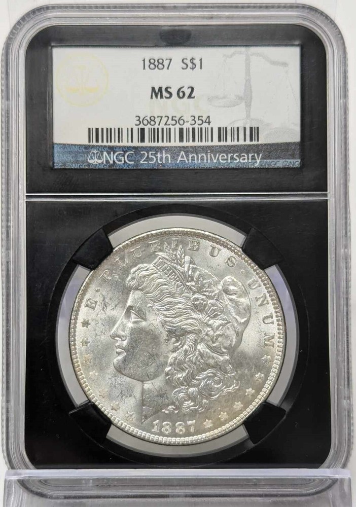 1887 Morgan Silver Dollar NGC MS 62 - Black Core