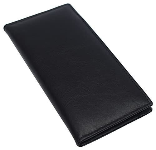 RFID Blocking Genuine Leather Long Bifold Checkbook Organizer Wallet