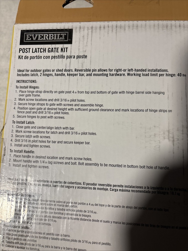 Everbilt Post Latch Gate Set Stainless Steel Black