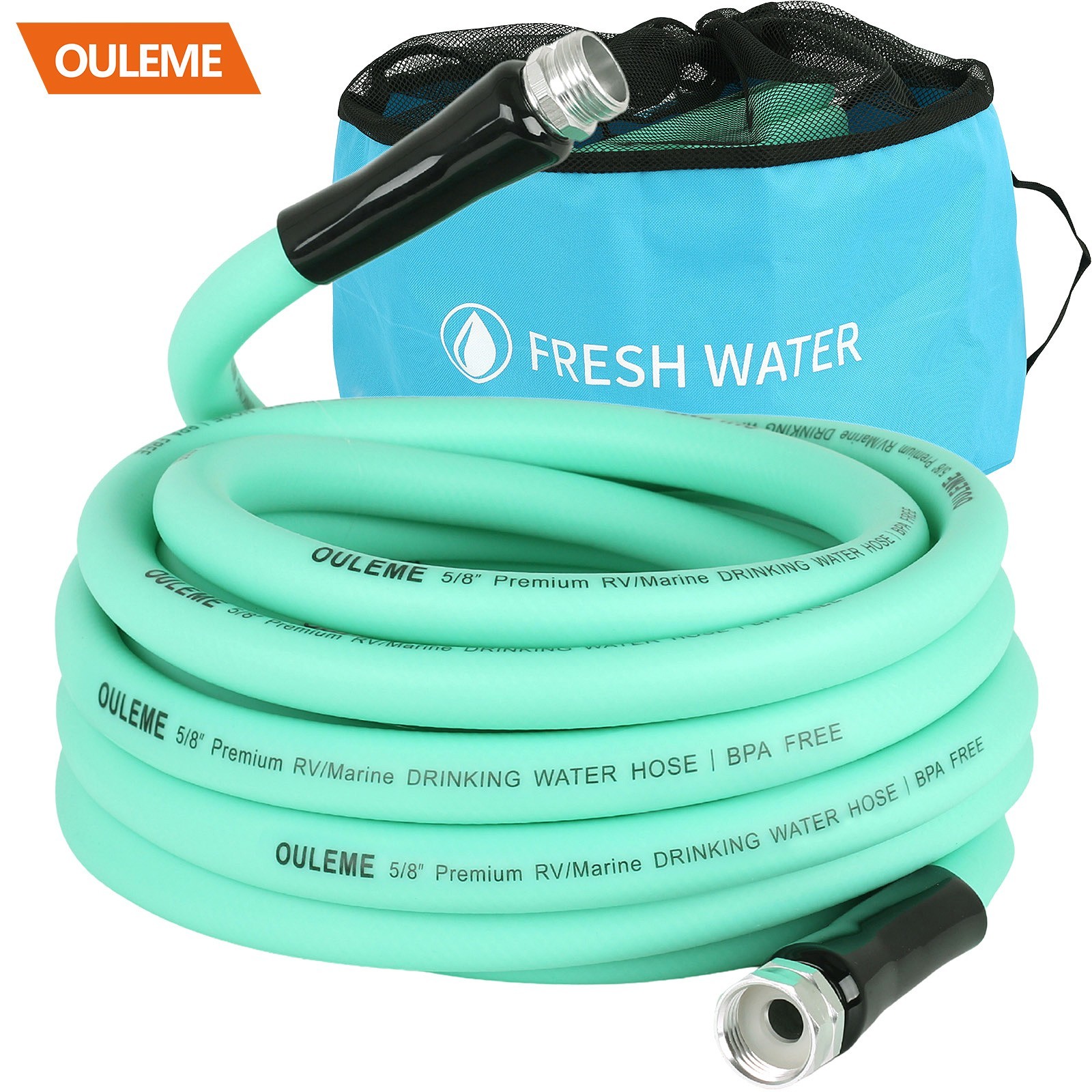 OULEME 25/35/75ft RV Drinking Water Hose, 5/8" with Aluminum Fittings