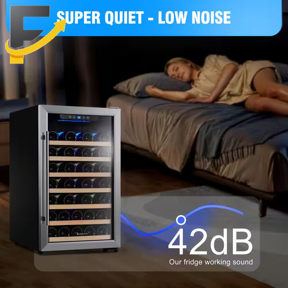 Kalamera 50 Bottle Compressor Wine Refrigerator Single Zone with Touch Control