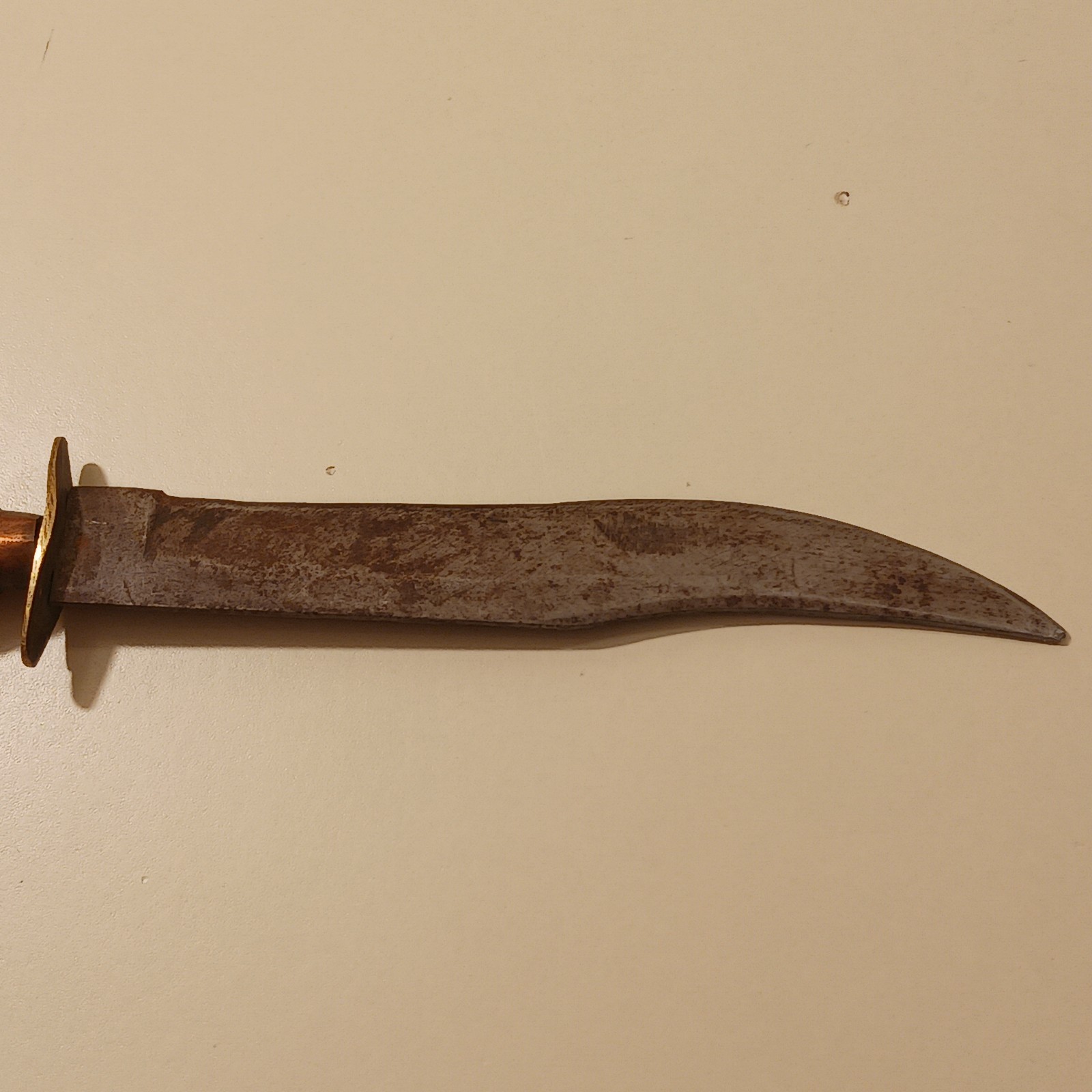 Vintage Bowie Knife Fixed Blade Hunting Survival Wood Handle Brass Bolster Gear