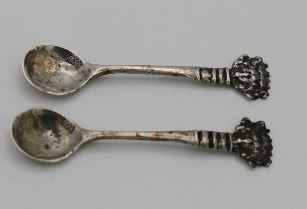 Set of 2 Small 800 Silver Salt Spoons