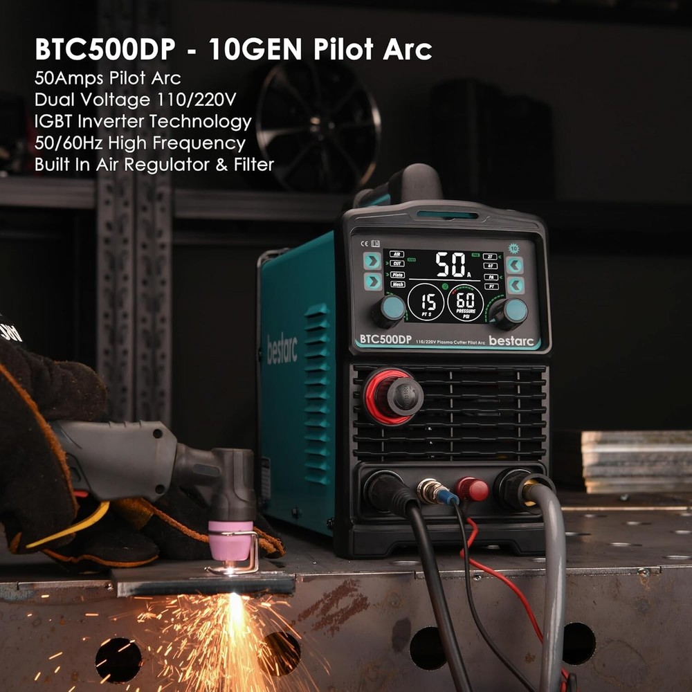 Plasma Cutter, Pilot Arc [Air Sensor Technology] 110/220V BTC500DP 10th Generati