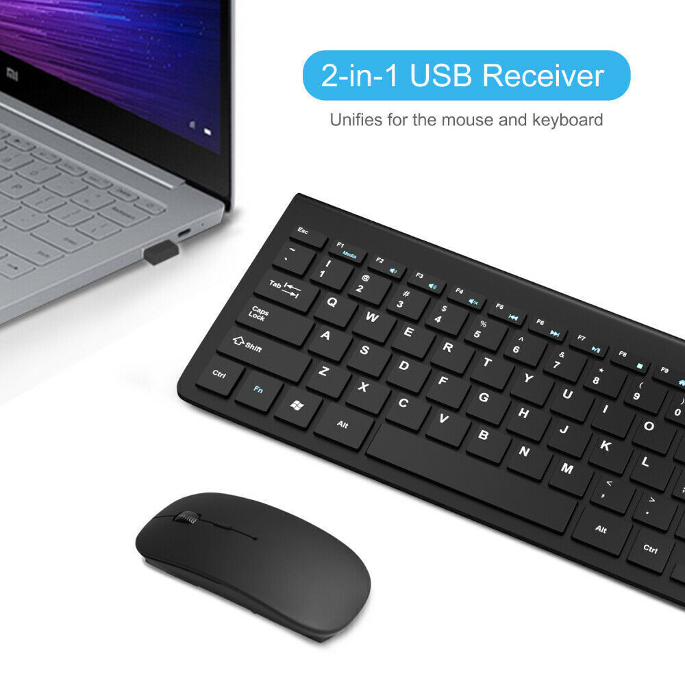 Wireless Keyboard And Mouse Combo Set 2.4G For PC Laptop Computer Full Size Slim
