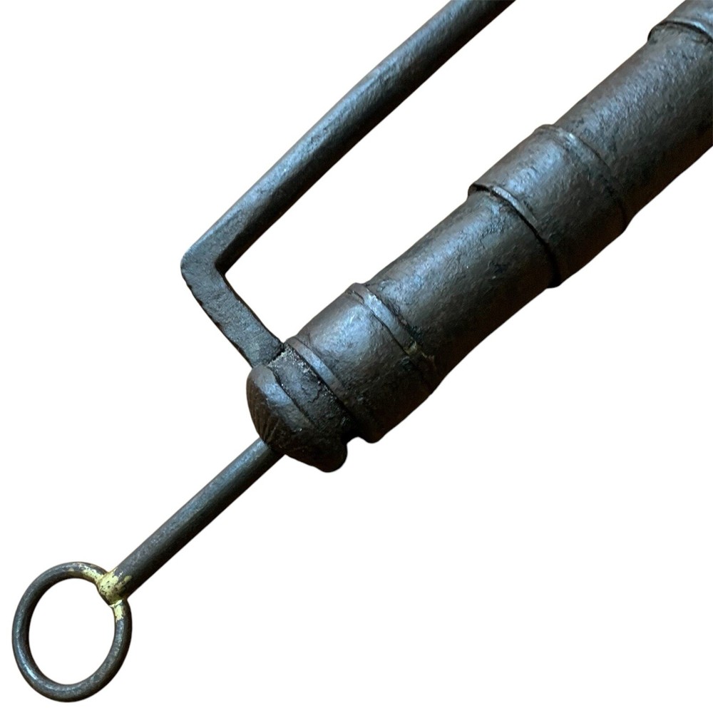 18th C Iron padlock or lock with SCREW TYPE key, rarest shape and sized.