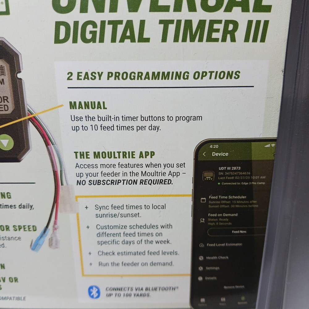 Moultrie Universal Digital Timer III - Deer Feeder Timer BLUETOOTH 6 OR 12 Volt
