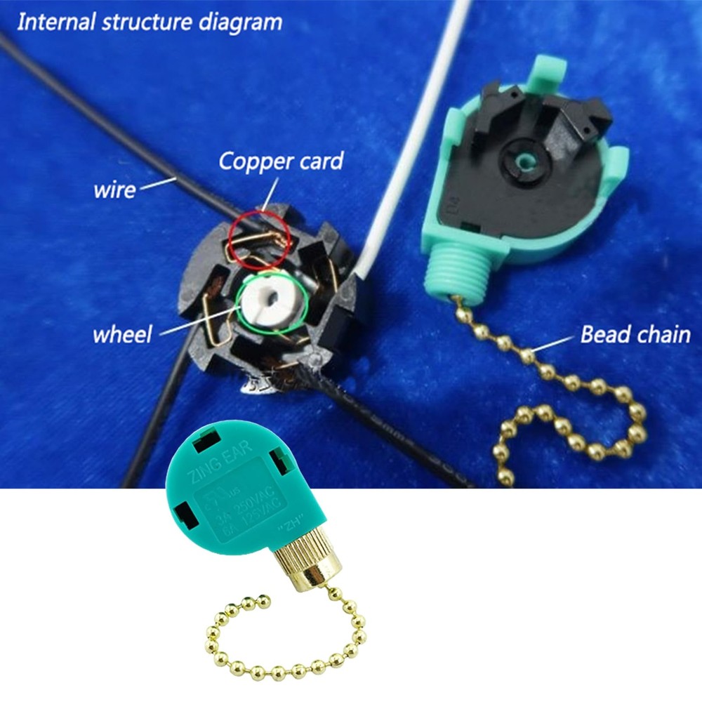 Ceiling Fan Pull Chain Switch 3 Speed 4 Wire Zing Ear ZE268S6 Ceiling Fan Pul...