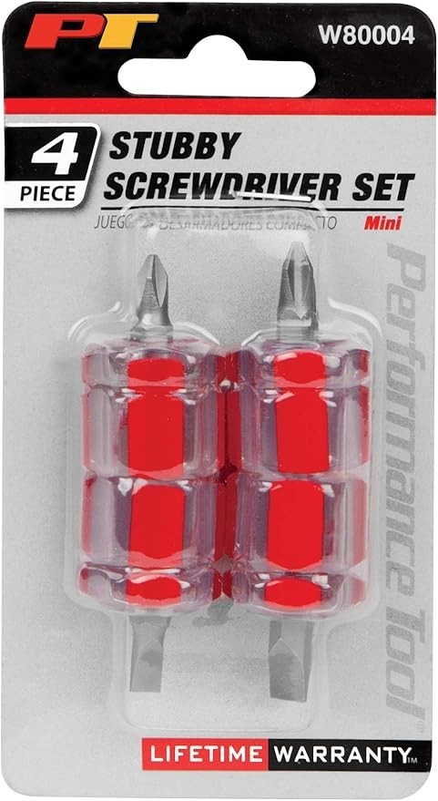 New Performance Tool W80004 4 Piece Mini Stubby Screwdriver Set