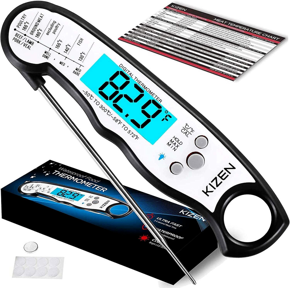 Digital Meat Thermometer with Probe Waterproof Baking Candy Grill W/Temp Chart