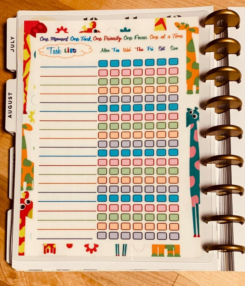 Task List Dashboard for use with Classic Happy Planner~