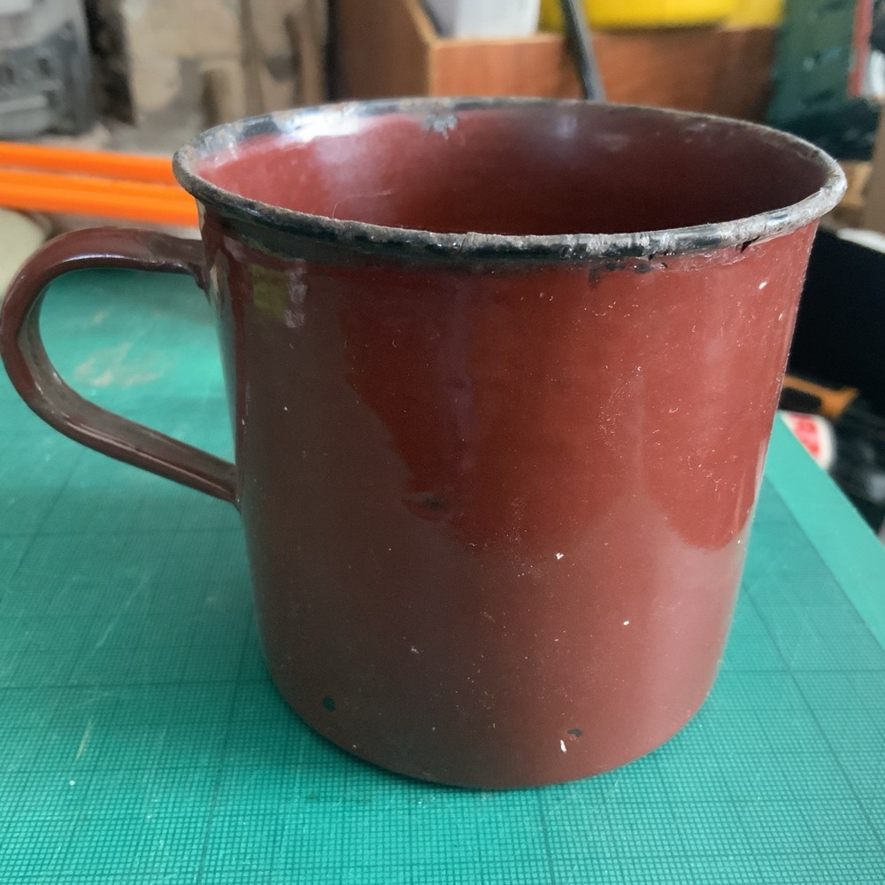WWII Pattern British Army Military Issue Brown Enamel Cup