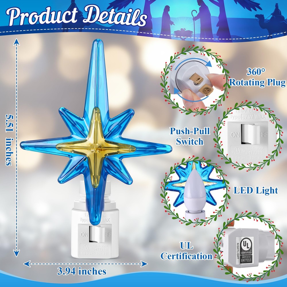 Christmas Decorations Bethlehem Star Light, blue, White