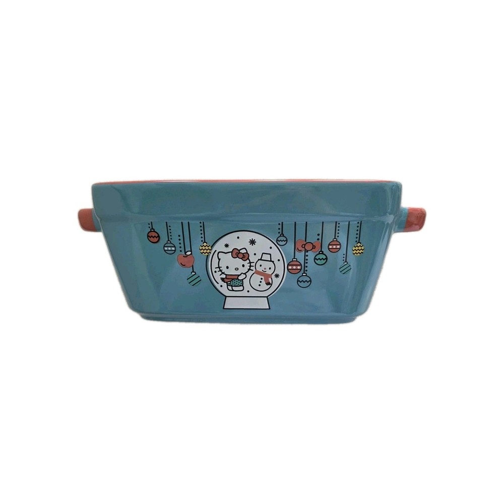 NIB Hello Kitty Ceramic Loaf Pan Let It Snow Globe Design