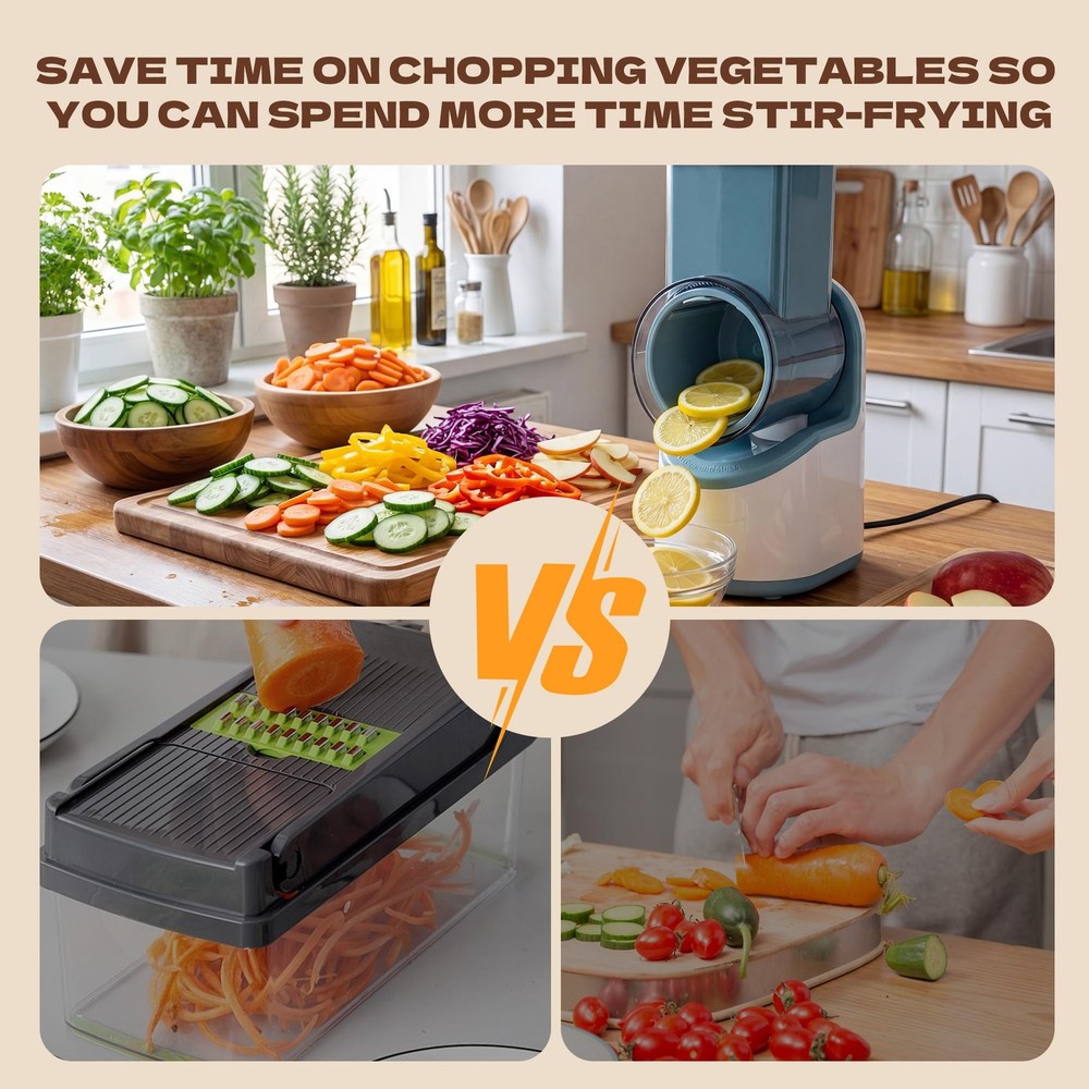 Electric Vegetable Chopper, Multifunctional Automatic Slicer Dicer, Stainless...