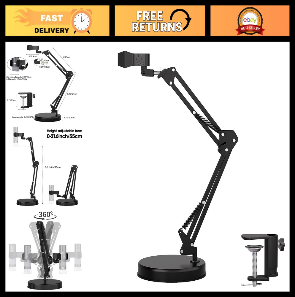 "Adjustable 21" USB Digital Microscope Stand with Table Clamp - Max Diameter 6cm