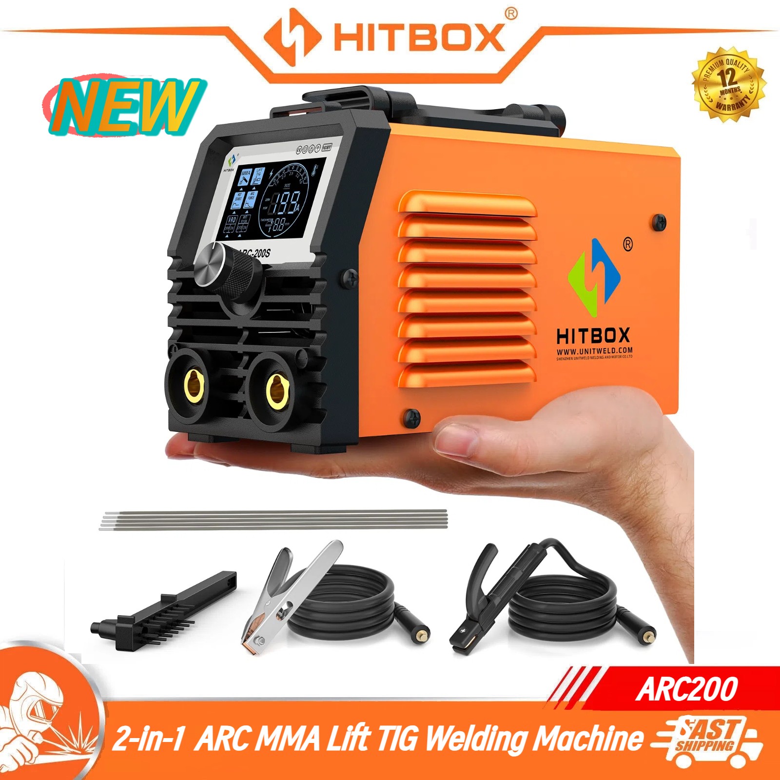 HITBOX 200A Stick Welder 110V ARC MMA Lift TIG  2-in-1 Houeshold Welding Machine