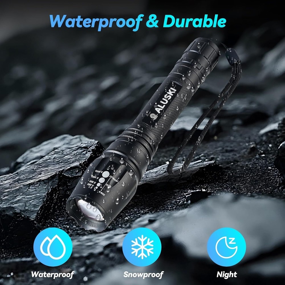 High-Performance 2000 Lumens LED Flashlight with 5 Modes & Waterproof Design