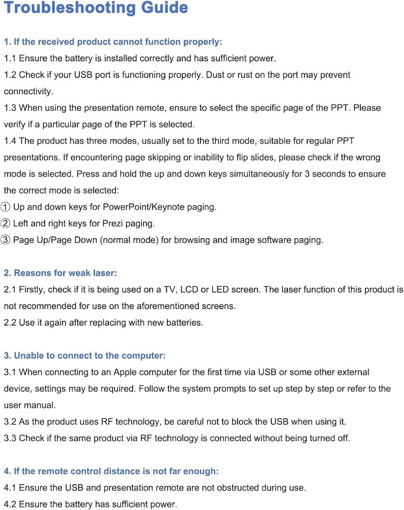 Wireless Presentation Clicker with Laser Pointer - 100ft Range & USB Plug & Play