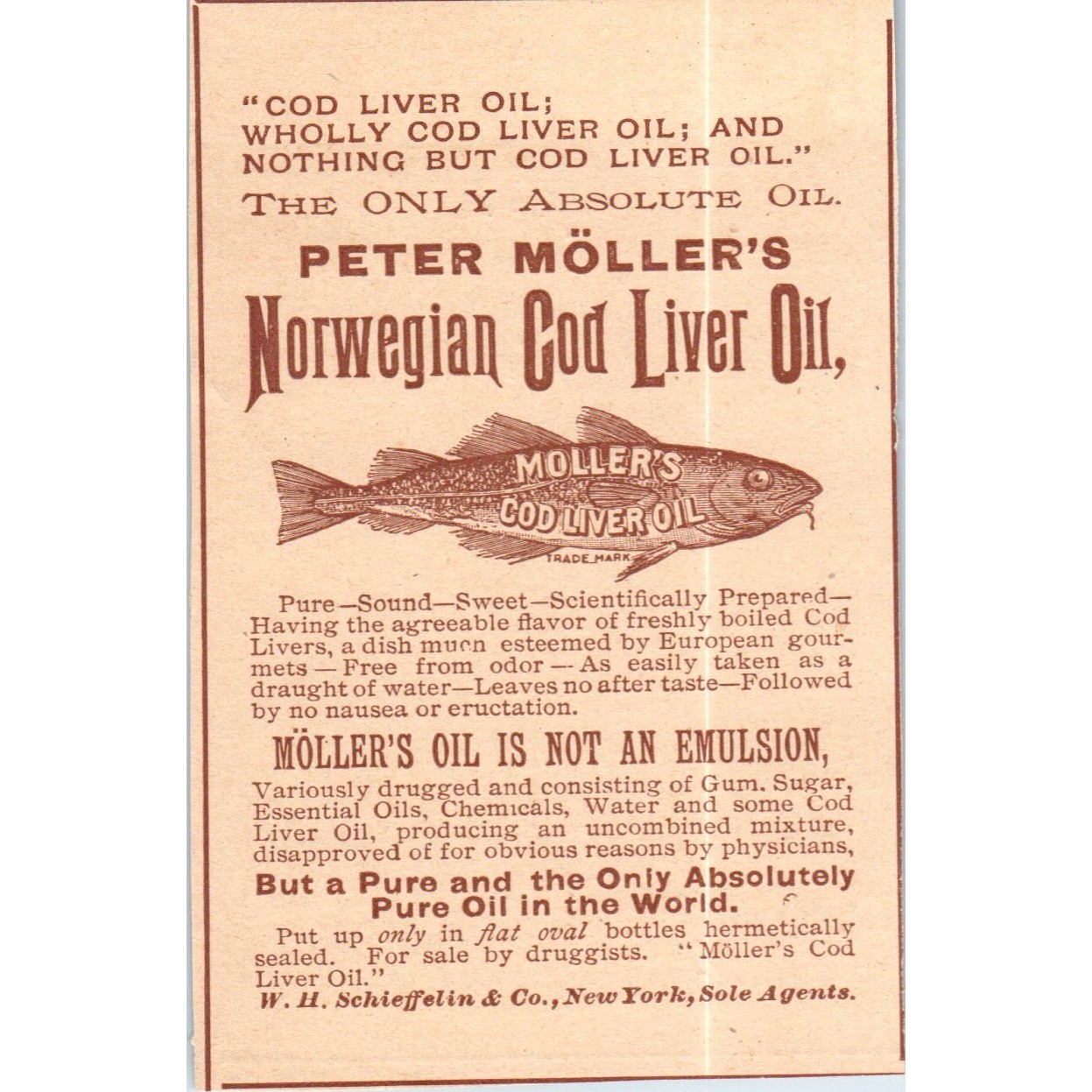 Peter Möller's Norwegian Cod Liver Oil c1890 Victorian Ad AE8-CH8