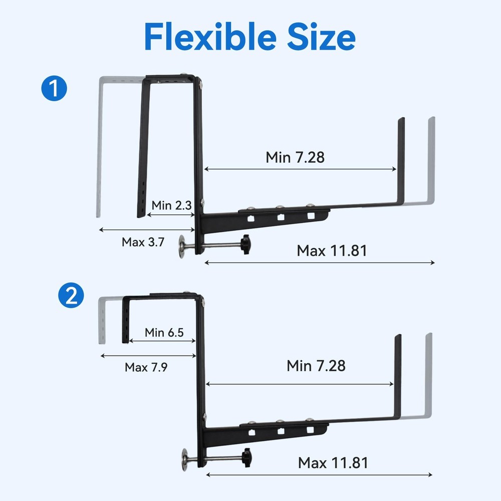 Halatool 2-Pack Adjustable Window Box Bracket, Heavy Duty Wall Mount Planter ...