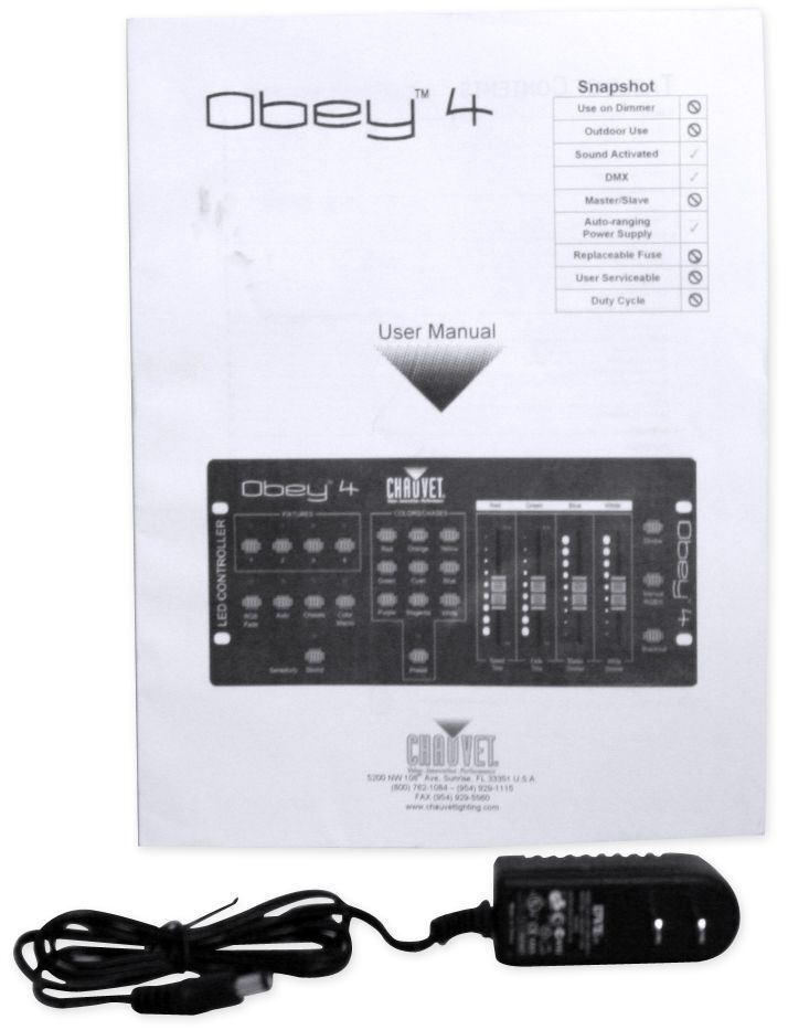 Chauvet Obey 4 Compact DMX-512 LED Wash Light Lighting Controller+Backpack