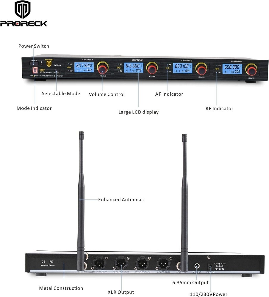 RK MX44 4-Channel UHF Wireless Microphone System