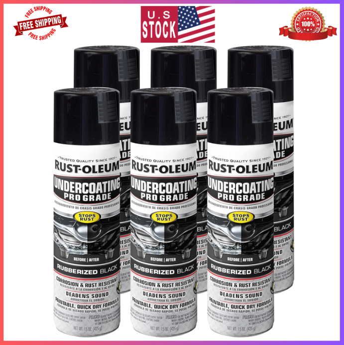 Rust-Oleum Stops Rust Undercoating Spray – Rubberized Black, 15oz, 6 Pack