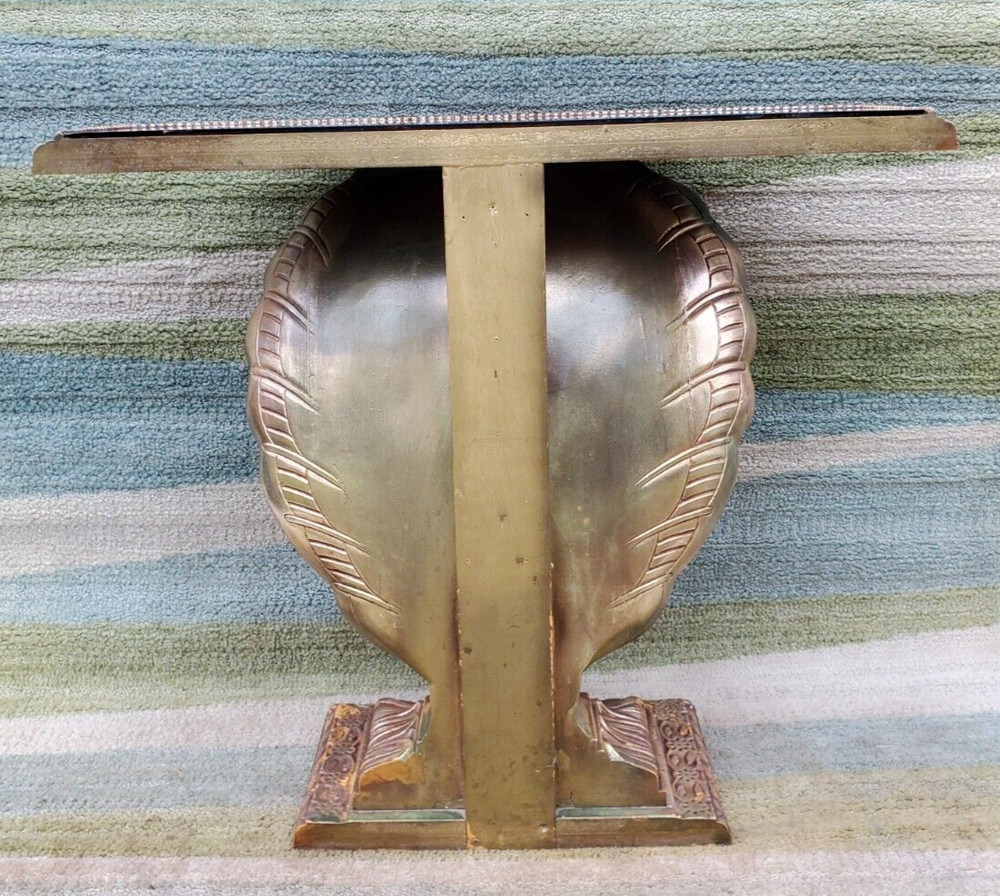 Hollywood Regency Grosfeld House Gilded Shell Console Table Clamshell