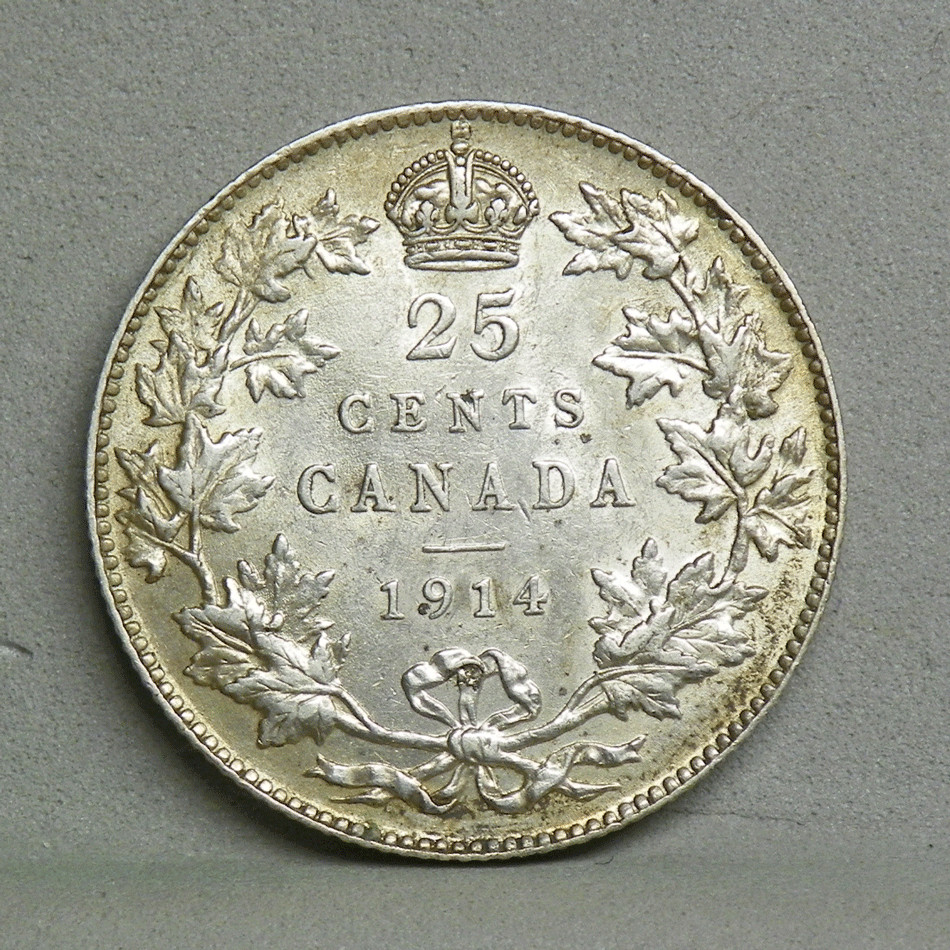 CANADA 1914 25 CENTS, XF