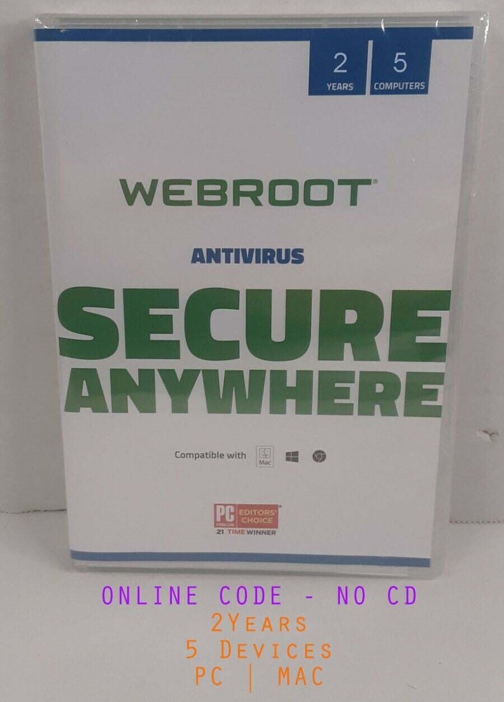 Webroot Antivirus 2025 Key - 2 Yr | 5 Devices – Instant Email Code (no CD)