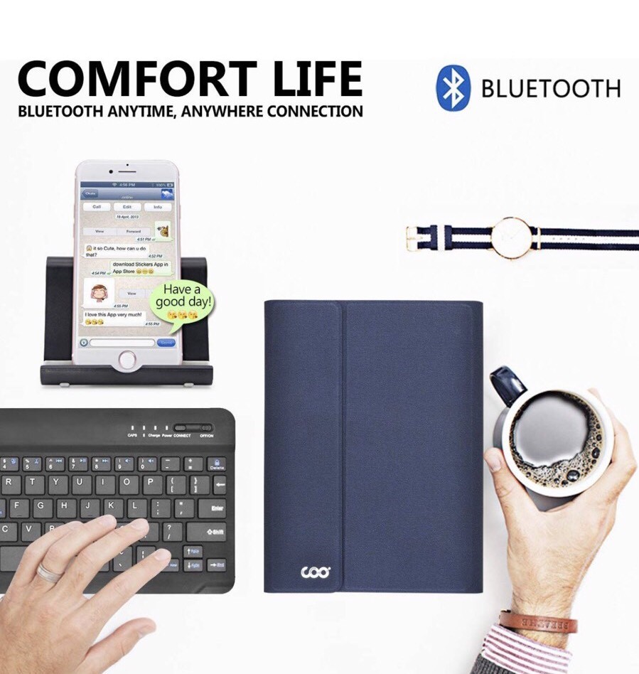 10.5 Pro iPad Keyboard Wireless Cover Folio Case Multiangle Stand Blue