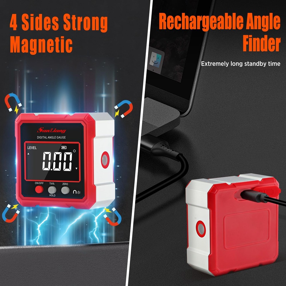 Digital Angle Finder Tool with Electronic Laser，Rechargeable Digital Angle Ga...