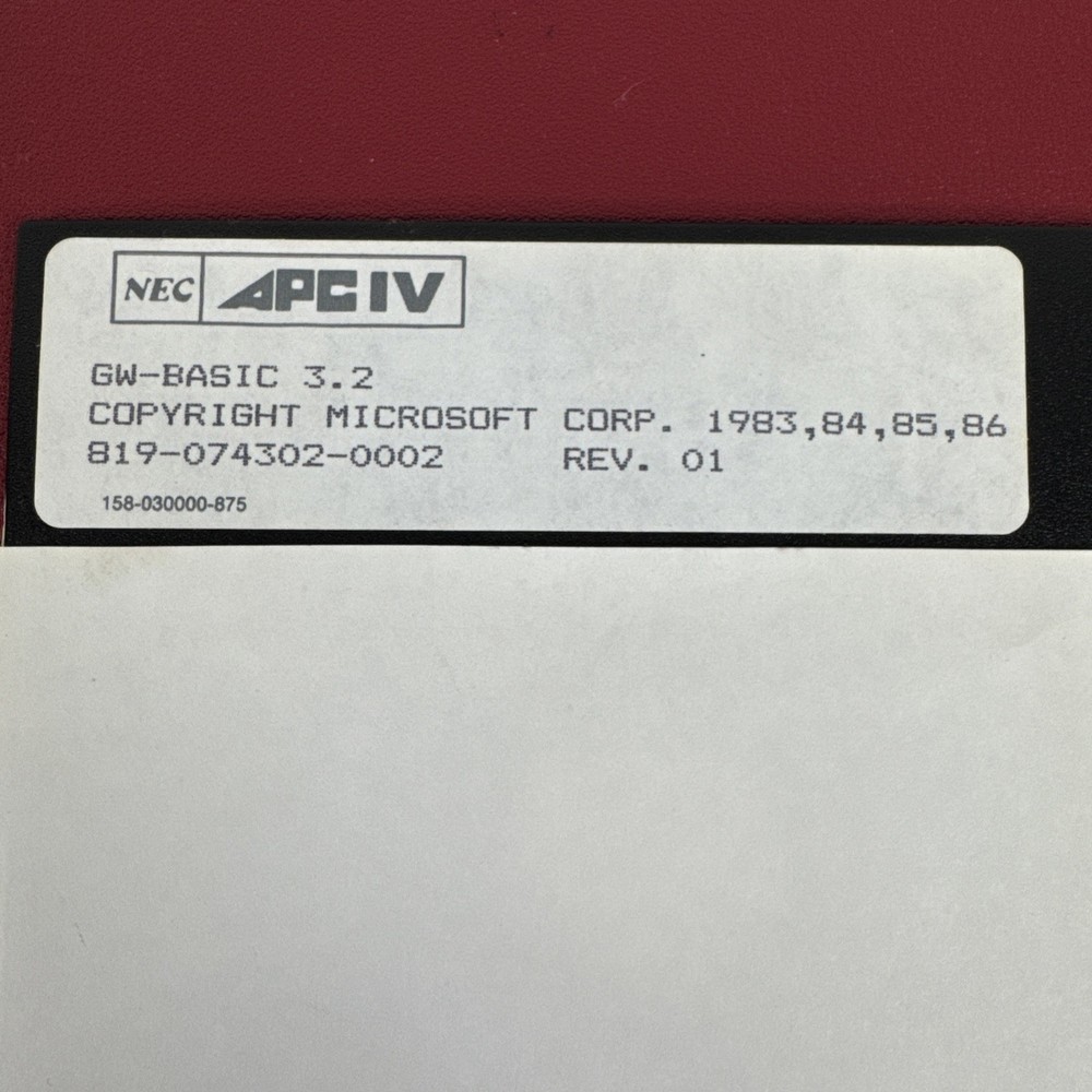 NEC Software lot, APCIV GW Basic 3.2, MS DOS R3.2, System Checking, 5.25