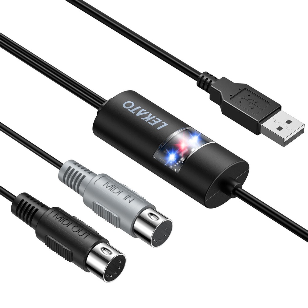 LEKATO USB MIDI Cable 6.5ft MIDI to USB Interface for Keyboard Piano Mac PC
