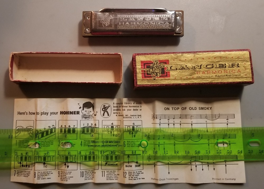 Vintage Lancer Harmonica Hohner Slide Box Paper