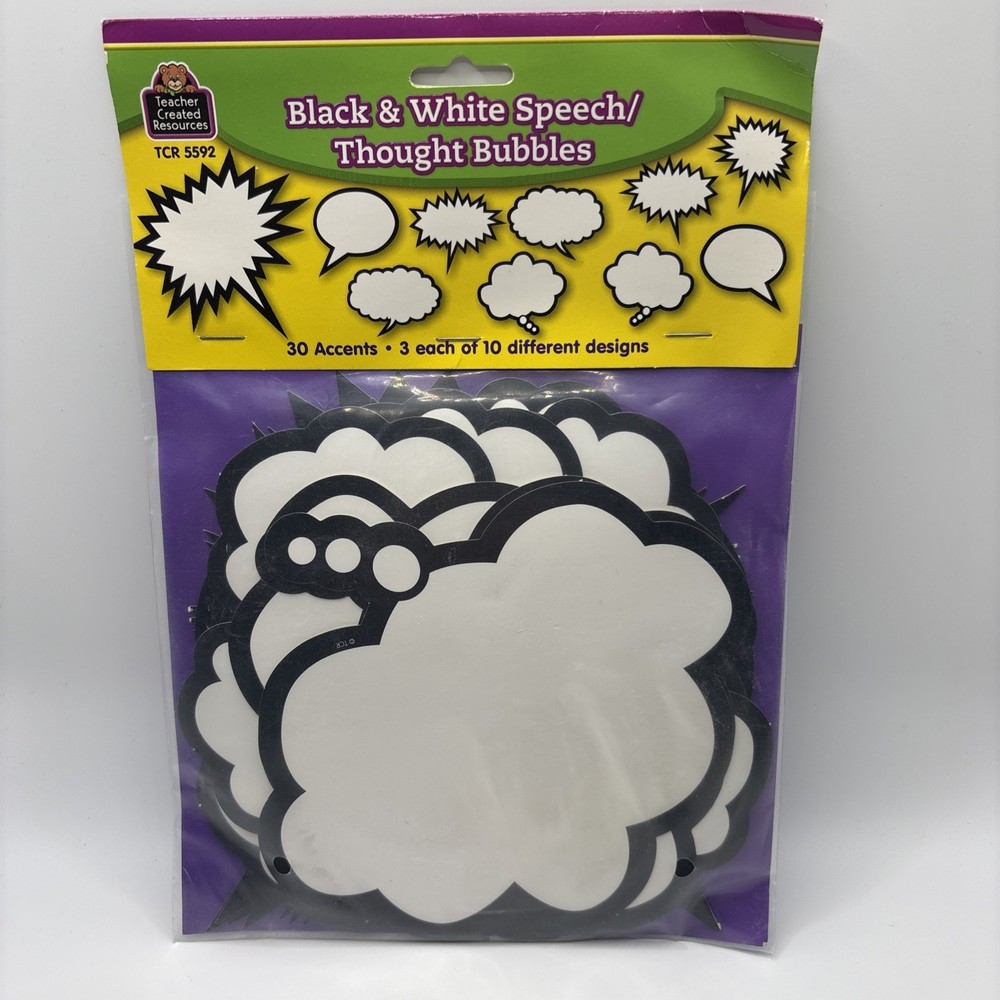 Teacher Created Resources Black & White Speech/Thought Bubbles accents.