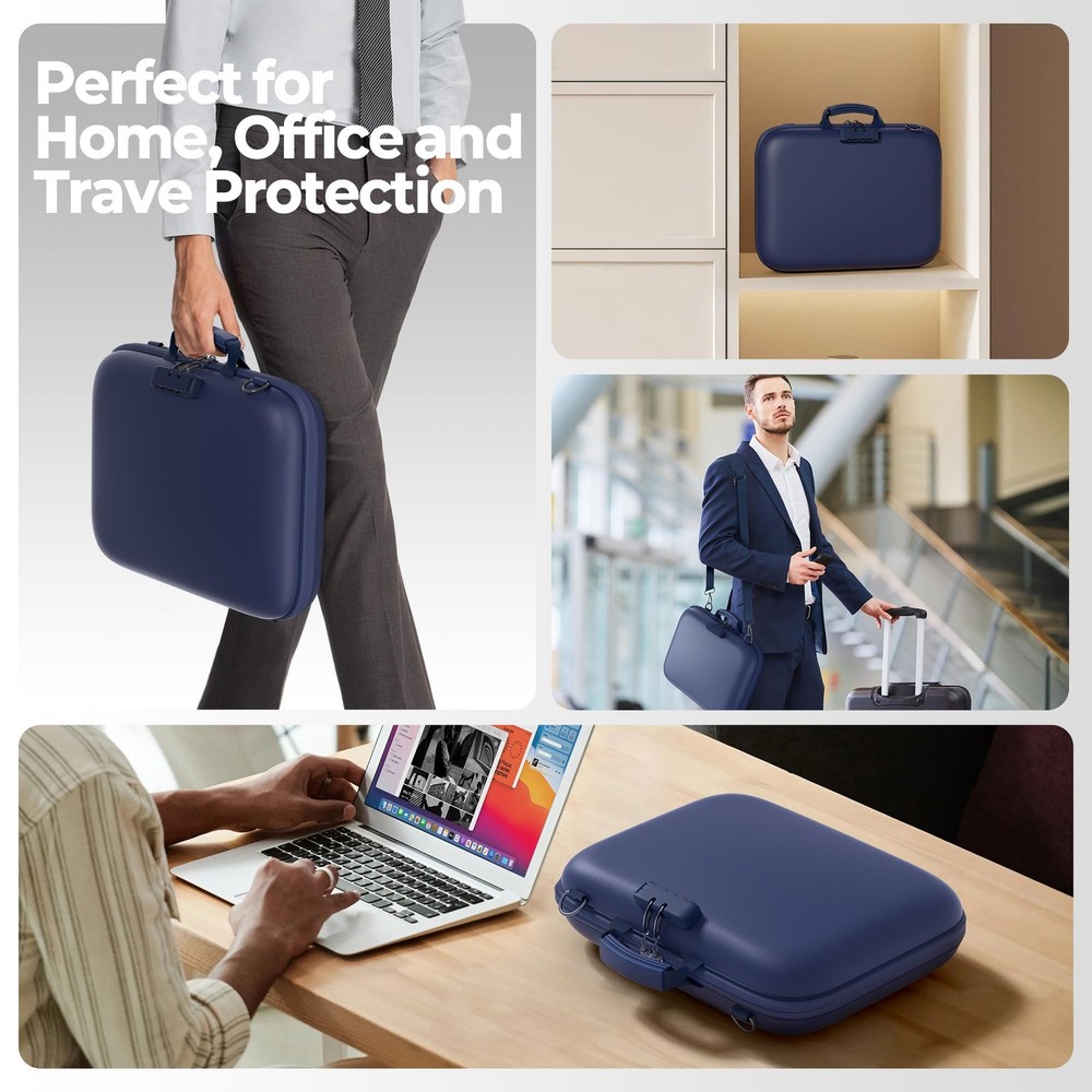 Nacial Fireproof Document Box Lock Shoulder Strap Hard-Shell Fireproof File Orga