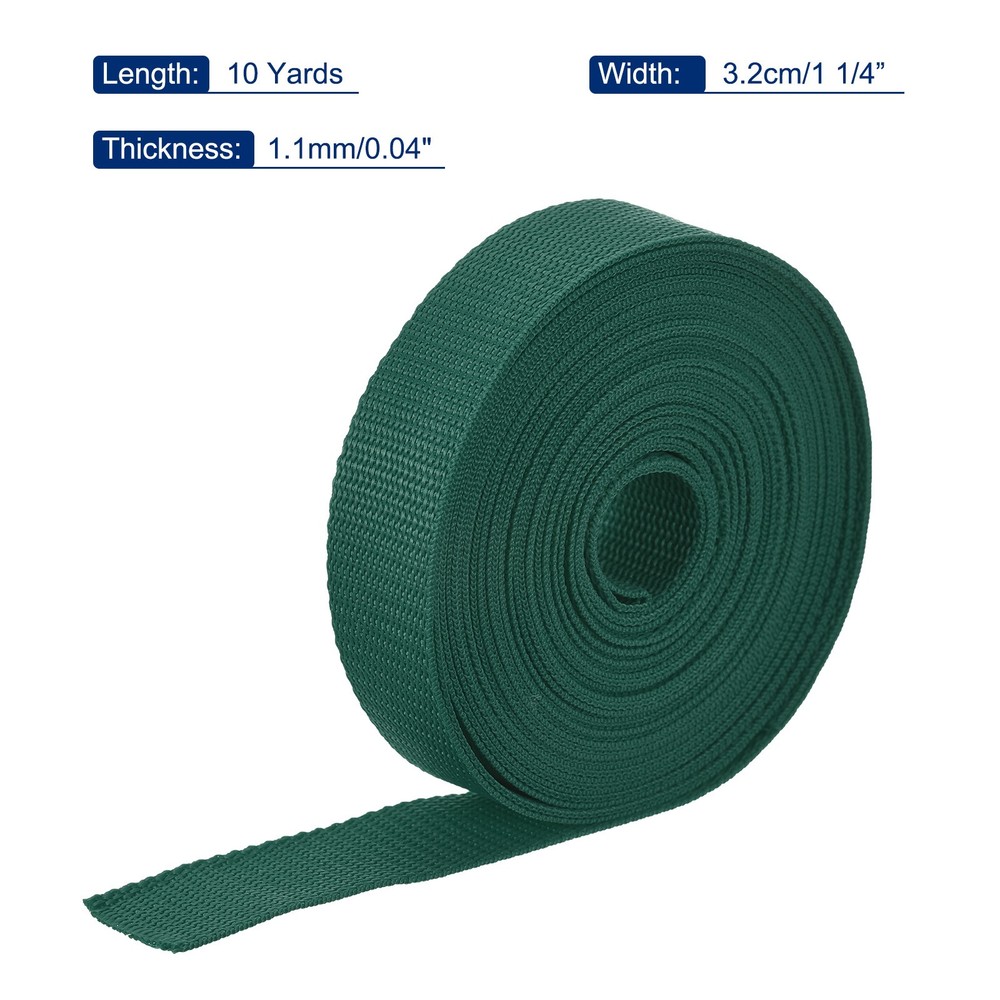Lightweight Polypropylene Webbing Strap 1 1/4" 10 Yard Backpack Dark Green