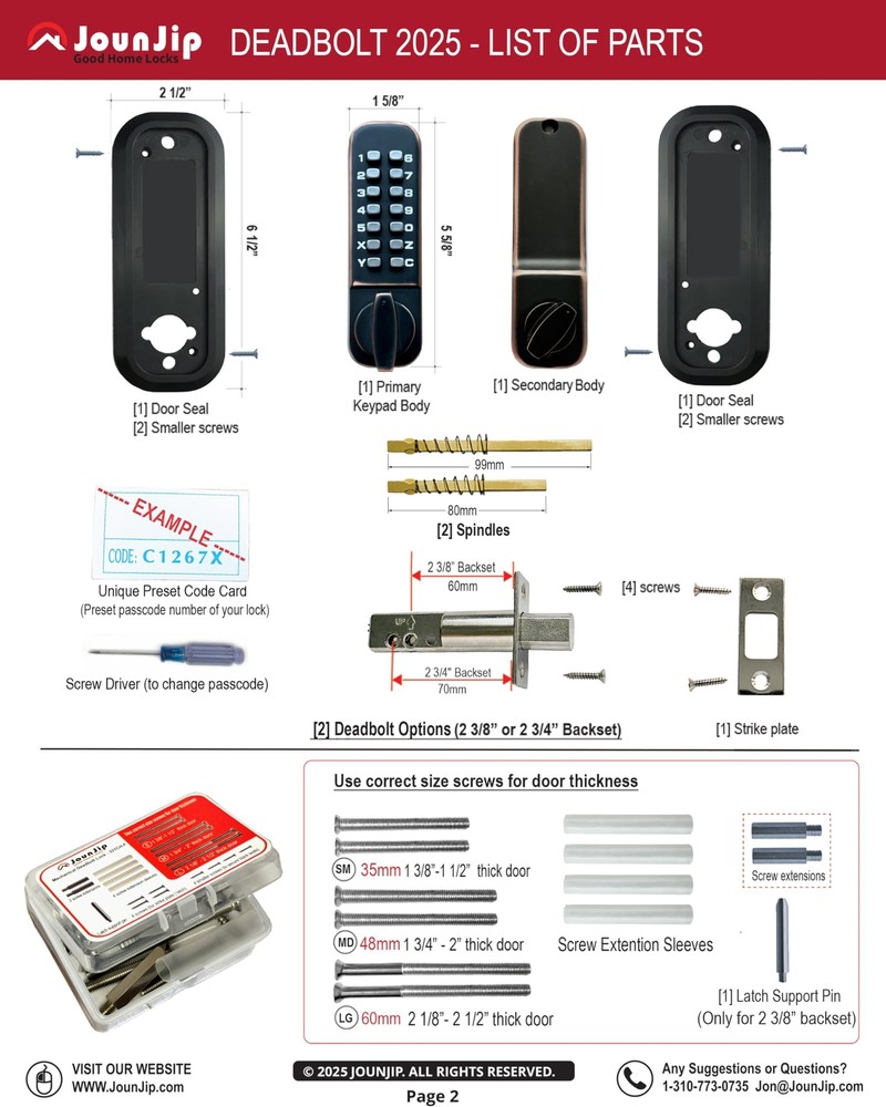 JOUNJIP Deadbolt Keyless Entry Door Lock � Code NOT Required to Lock � 100% M...