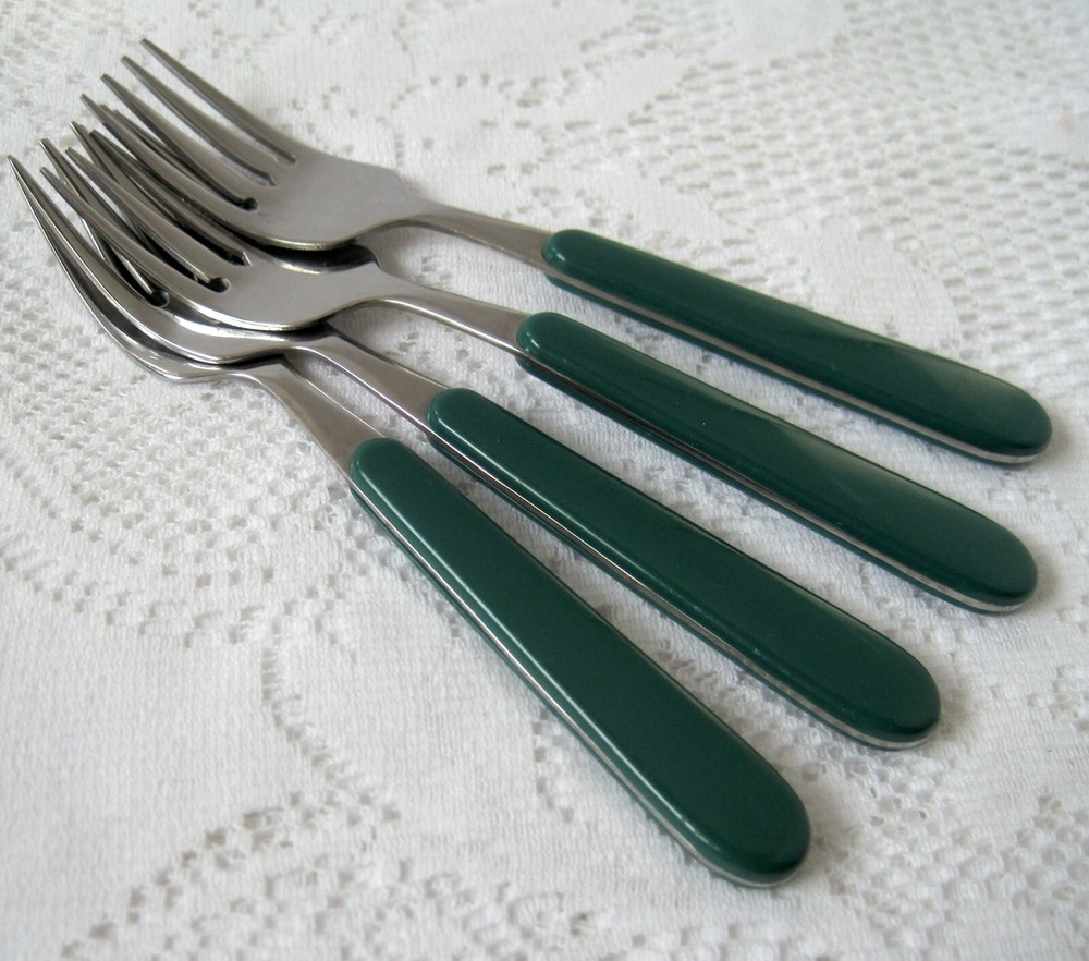 ONEIDA Green Plastic Handle Flatware Lot