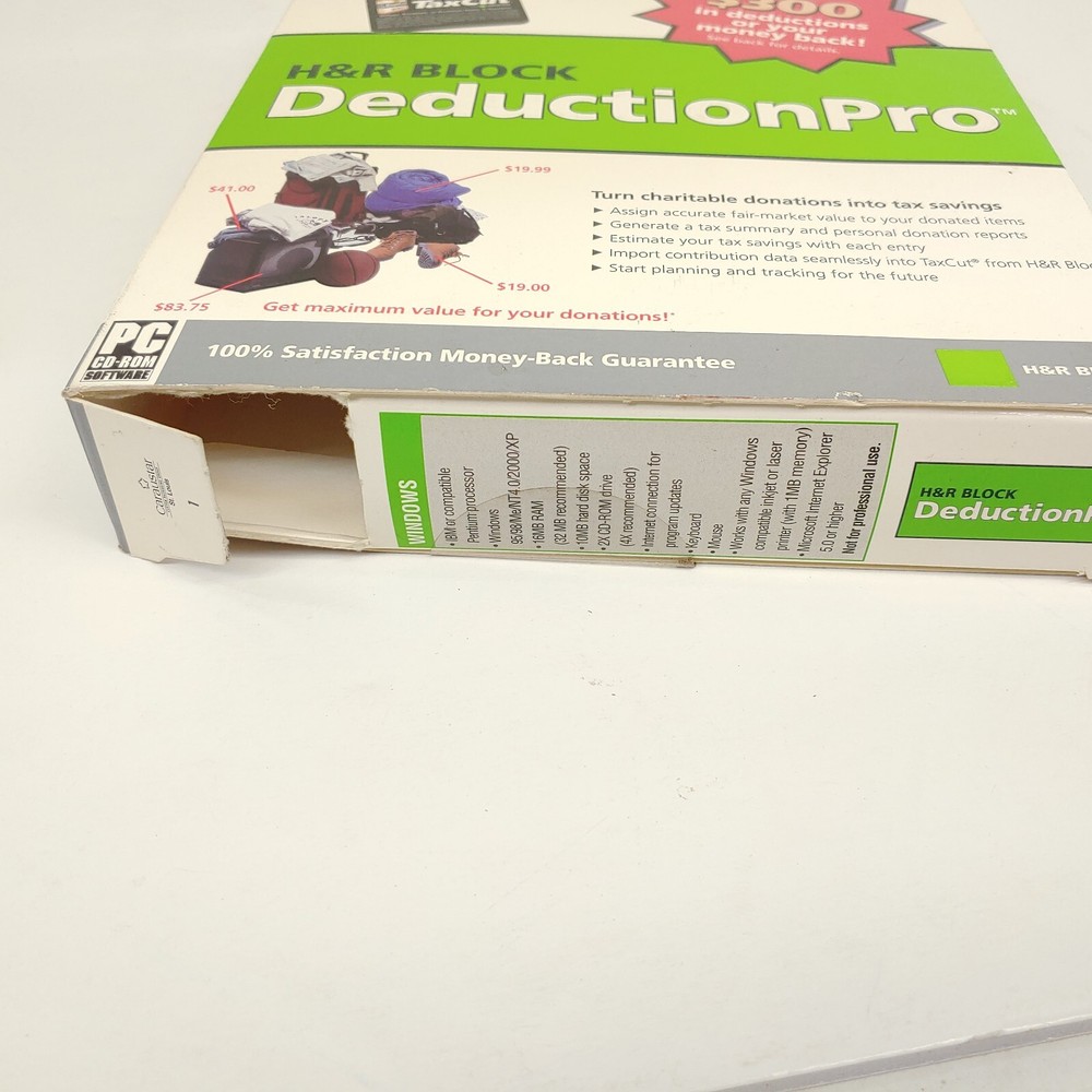 Vintage H&R Block Deduction Pro PC 2003 Software Program New