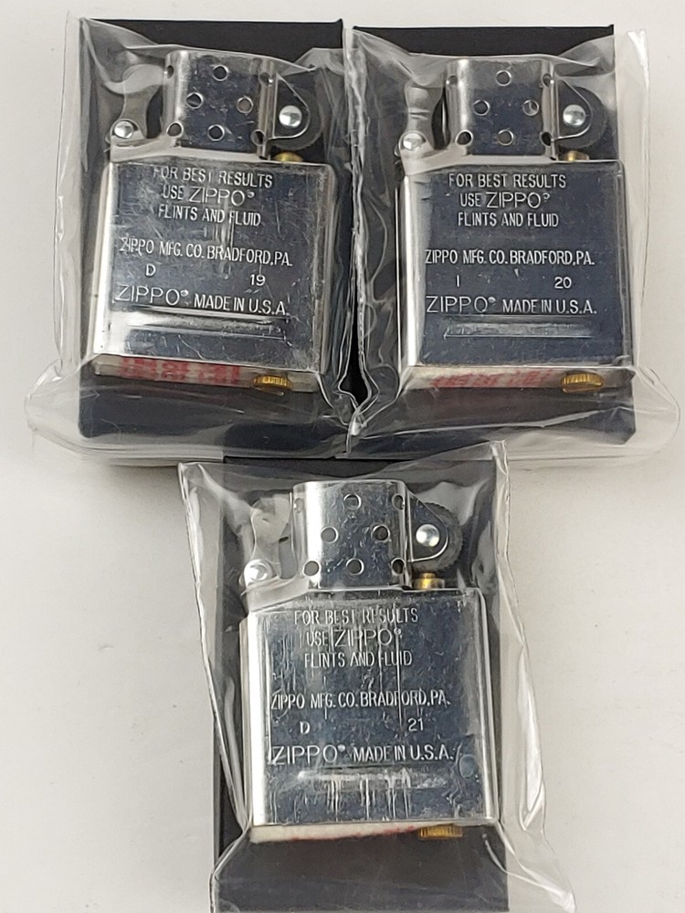 3pc Lot ZIPPO Chrome Plated REPLACEMENT Lighter Inserts in Gift Box-Never Fired