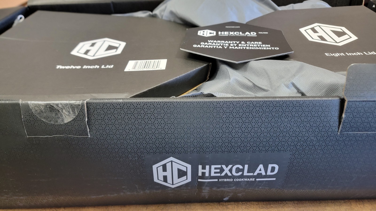 HexClad Hybrid 7-Piece Cookware Fry Pan Set 8” 10” 12” Inch W/ Lids & 12” Wok