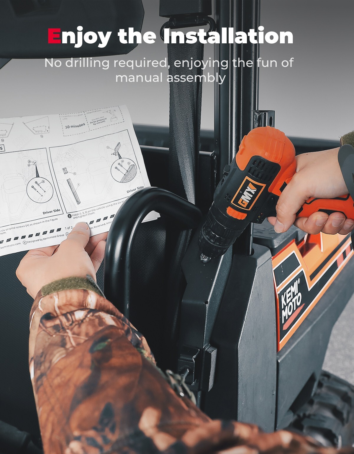 KEMIMOTO Heavy Duty Half Aluminum Doors for Polaris Ranger XP 1000 2018-2025