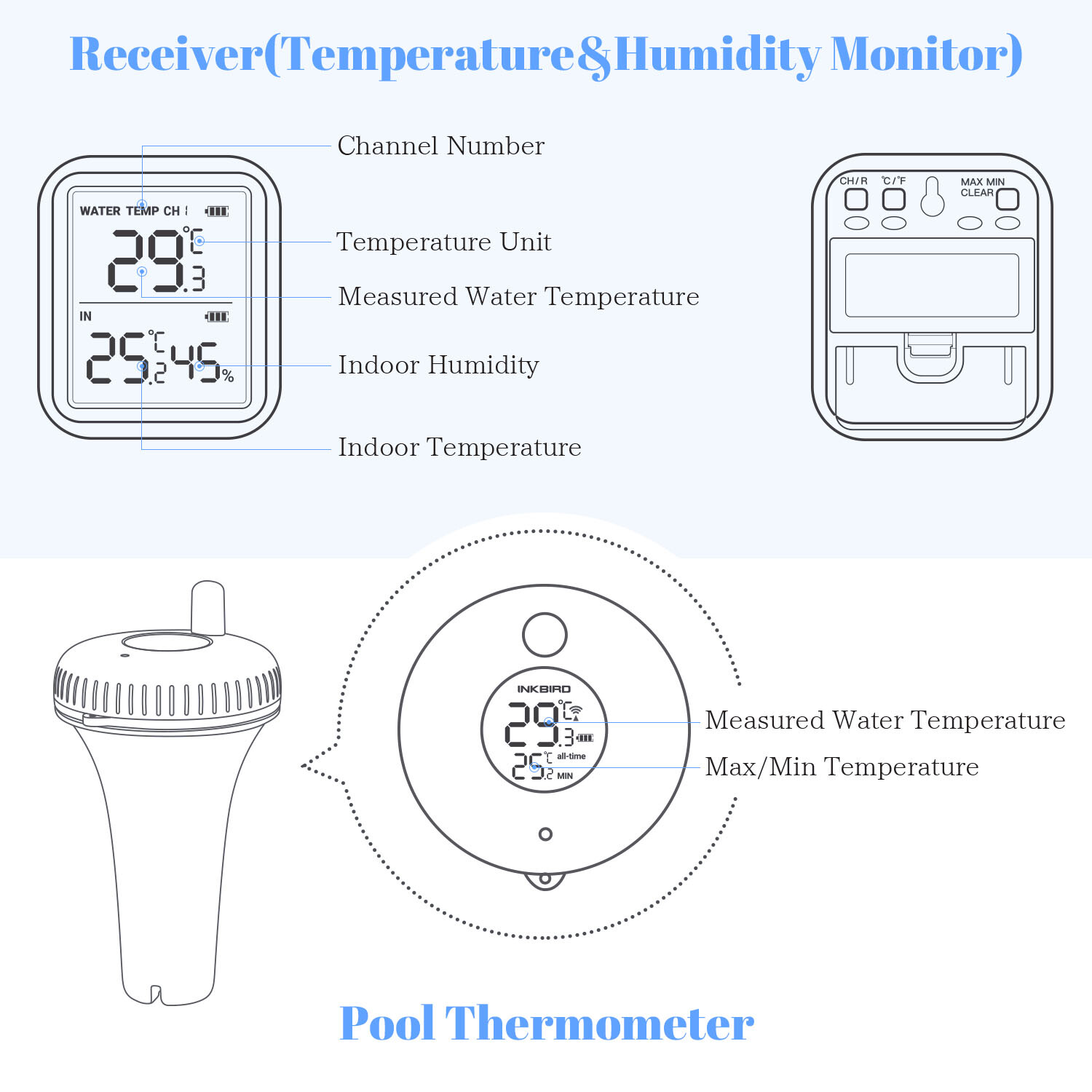 Floating Spas Thermometers Wireless Remote Swimming Pool Water Temperature Test