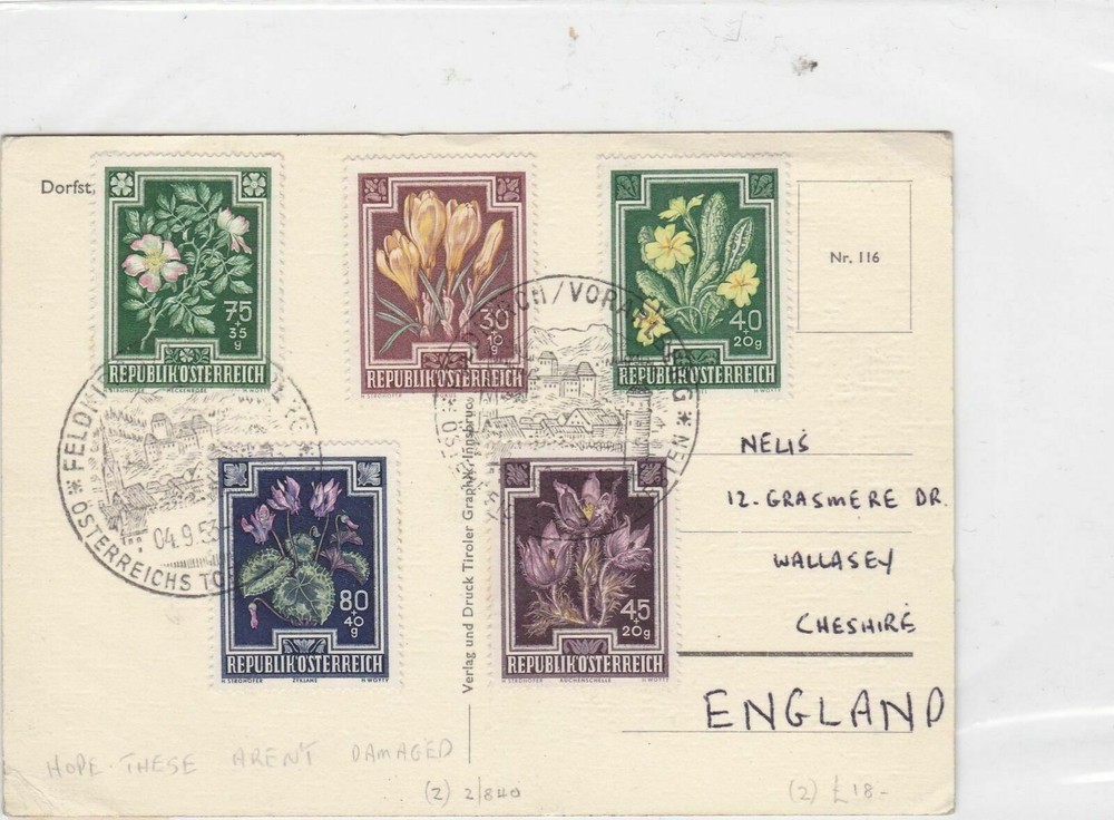 austria 1953 multi stamps cover Ref 9939