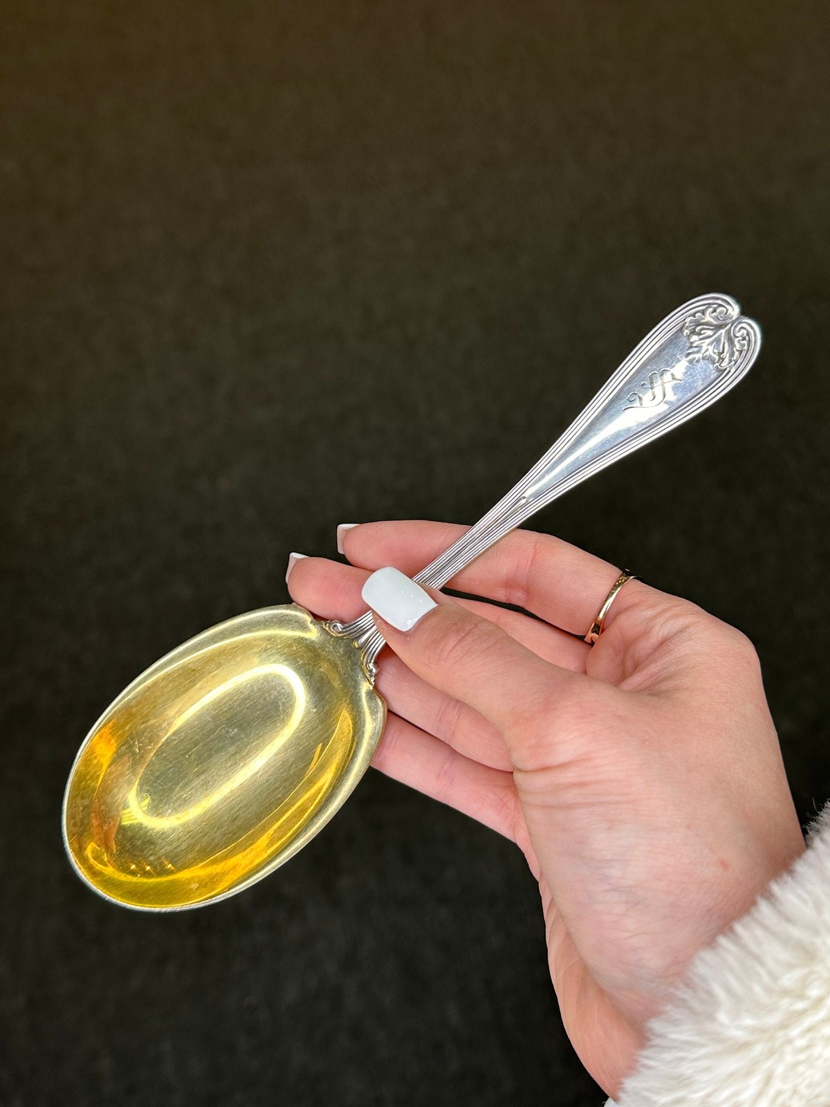 Tiffany & Co Sterling Silver Monogrammed Serving Spoon Colonial 73.1gm