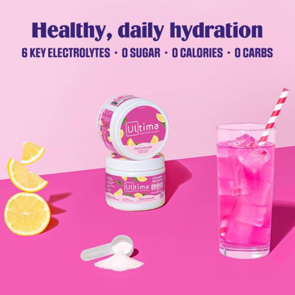 3/27 Ultima Replenisher Daily Electrolyte Powder Drink Mix – Sugar Free – Pink L