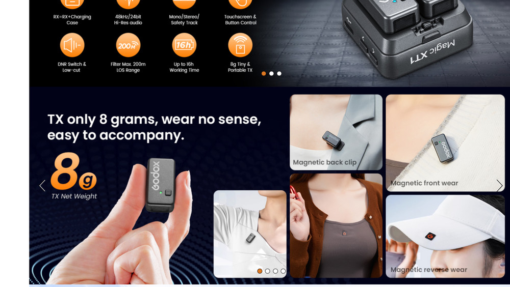 GODOX Magic XT1 Touchscreen Wireless Lavalier Microphone for Camera/Android/iPho